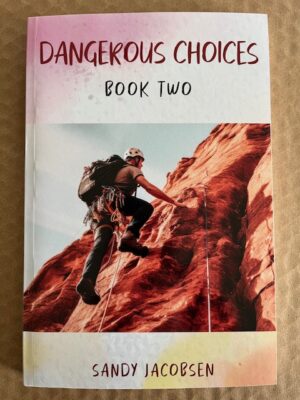 Book cover: climber on a red rock.